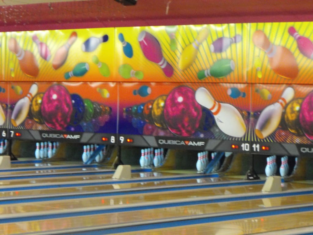 Bowling lanes looking at pins